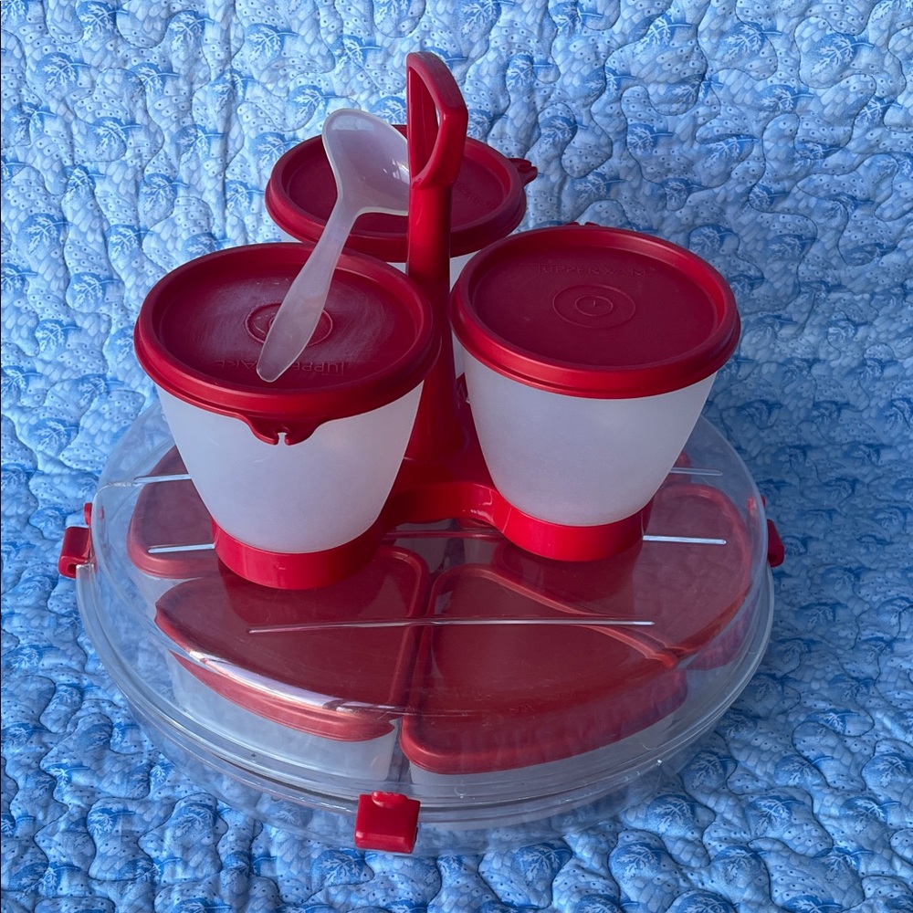 Tupperware Red and White Set